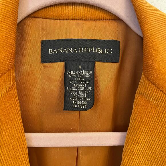Vintage Banana Republic Corduroy Blazer Size 0 Pumpkin Orange Y2K - Picture 7 of 16